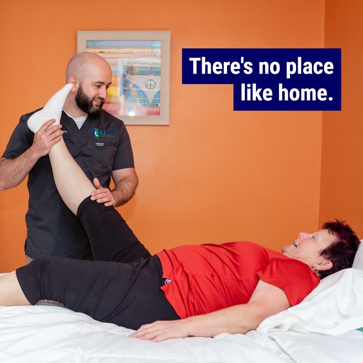 Oleg Uzhansky, DPT, of UPT Services treating a patient during a real in-home physical therapy visit